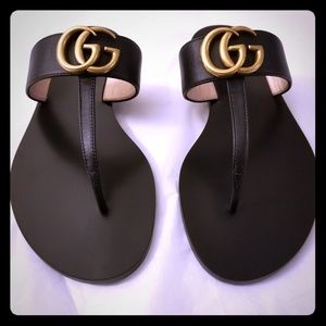Gucci Marmont T-Strap Leather Sandals - NWOB